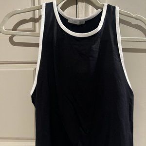 Zara - Large L - Black White Lined Crop Top